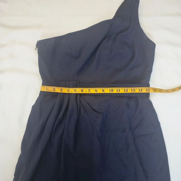 WHITE by Vera Wang Midnight Pleated Waist Tie One Shoulder Cocktail Dress Sz 12 - Picture 10 of 16